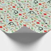 Medische thema kerst cadeaupapier (Hoek)