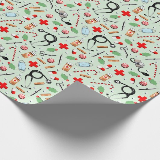 Medische thema kerst cadeaupapier (Hoek)