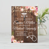 Medische Universiteit Boho Floral Afstuderen Kaart (Staand voorkant)