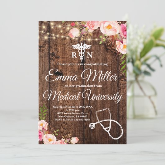 Medische Universiteit Boho Floral Afstuderen Kaart (Staand voorkant)