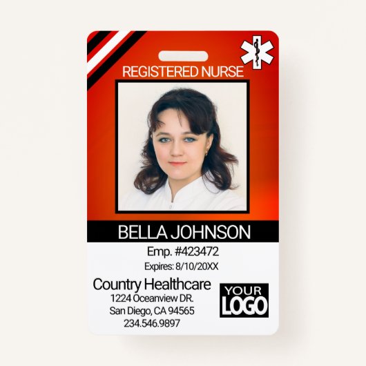 Medische veldfoto-badge - Verpleegster - Oranje Badge (Voorkant)