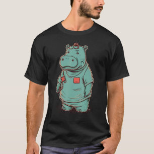Medische Verpleegkundige Nijlpaard op Verpleegster T-shirt