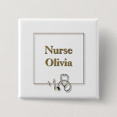 Medische verpleegkundige Stethoscoop Vierkante Button 5,1 Cm (Voorkant)