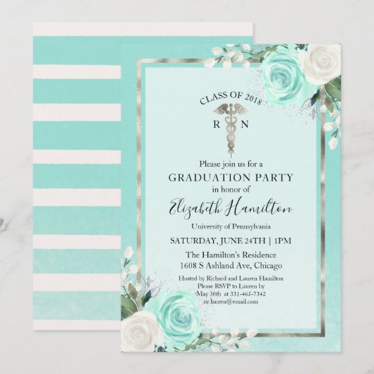 Medische Verpleegschool Afstudeerder Party Blauwgr Kaart (Voorkant / Achterkant)