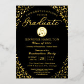 Medische verpleegschool Afstudeerder Party Zwart G Folie Uitnodiging (Voorkant)