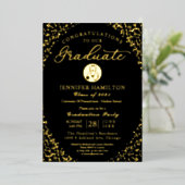 Medische verpleegschool Afstudeerder Party Zwart G Folie Uitnodiging (Staand Voorkant)