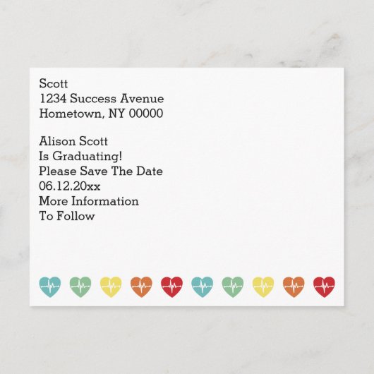 Medische verpleegschool Afstuderen de datum op te Aankondigingskaart (Achterkant)