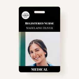 Medische Verpleegster ID Foto Zwart Eenvoudige Log Badge