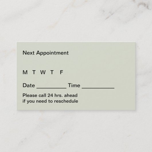 Medische Visitekaartjes Afsprakenkaartje (Achterkant)