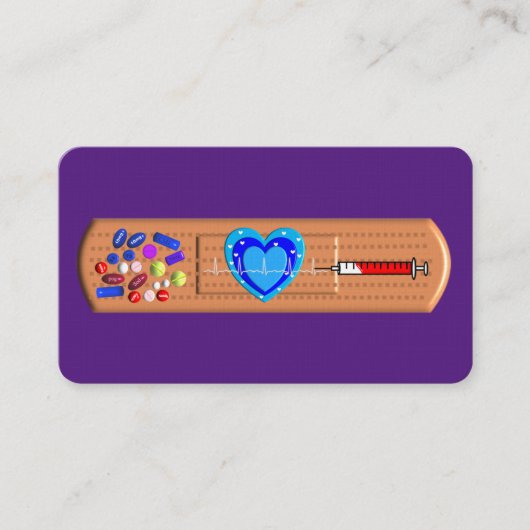 Medische Visitekaartjes Big Bandaid Paars (Voorkant)