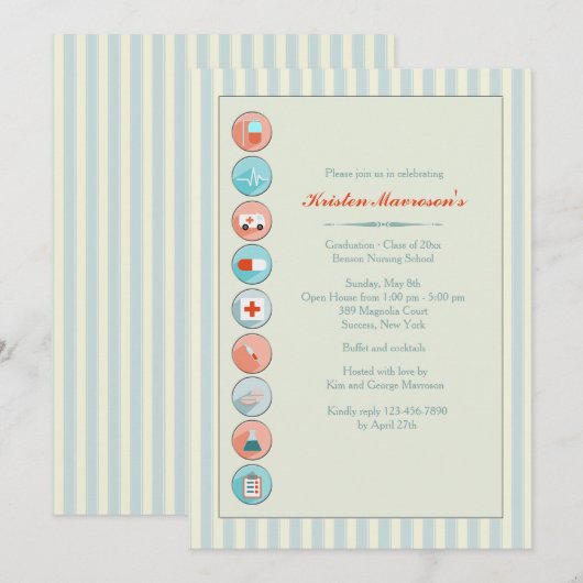 Medische voorraad Graduation Party Uitnodiging (Voorkant / Achterkant)