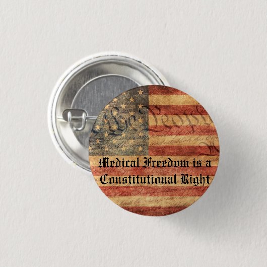 Medische vrijheid is een grondwettelijk recht ronde button 3,2 cm (Voorkant /achterkant)