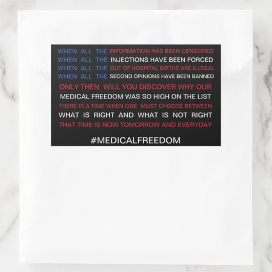 Medische vrijheid rechthoekige sticker (Tas)