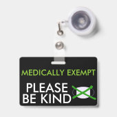 Medische vrijstelling van gezichtmaskers badge (Voorkant met intrekbare clip)