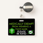 Medische vrijstelling van gezichtmaskers badge (Achterkant met intrekbare)
