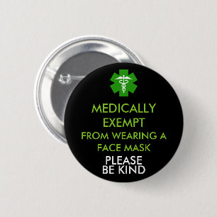 Medische vrijstelling van gezichtsmaskers ronde button 5,7 cm