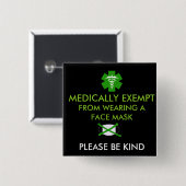 Medische vrijstelling van gezichtsmaskers vierkante button 5,1 cm (Voorkant /achterkant)