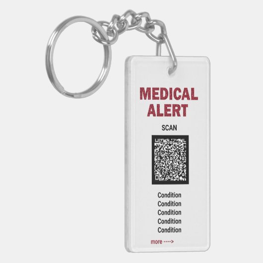 *~* Medische waarschuwing AP38 QR FOTO ICE-Sleutel Sleutelhanger (Voorkant Links)