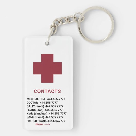 *~* Medische waarschuwing AP38 QR ICE Acrylische S Sleutelhanger (achterkant)