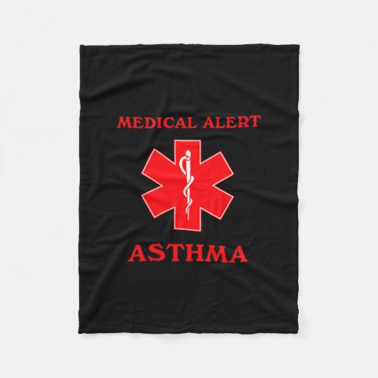Medische waarschuwing astma fleece deken (Voorkant)
