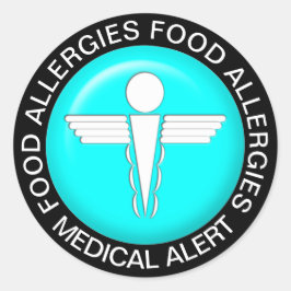 Medische waarschuwing - Blauwgroen Klassieke ronde Sticker