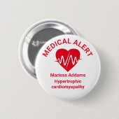 Medische waarschuwing, hartpatiënt ronde button 5,7 cm (Voorkant /achterkant)