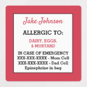 Medische Waarschuwing Kinderen Allergie Waarschuwi Labels (Design 1)