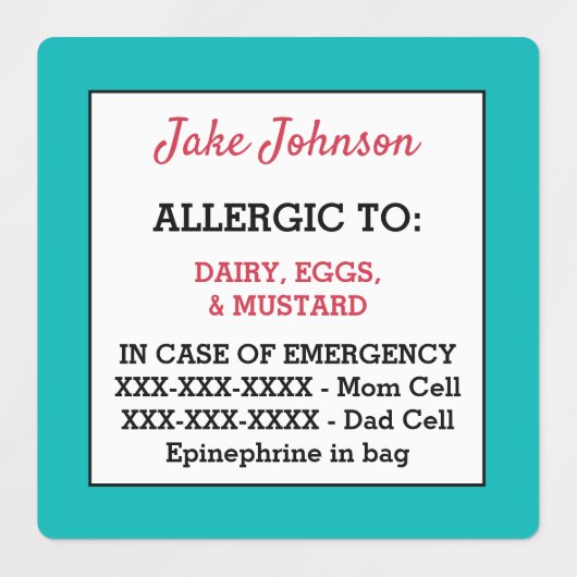 Medische Waarschuwing Kinderen Allergie Waarschuwi Labels (Design 2)