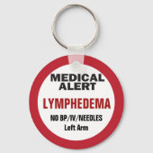 Medische waarschuwing Lymphedema-informatie Sleutelhanger (Voorkant)