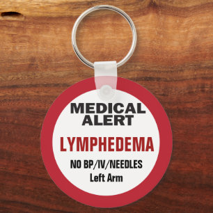 Medische waarschuwing Lymphedema-informatie Sleutelhanger