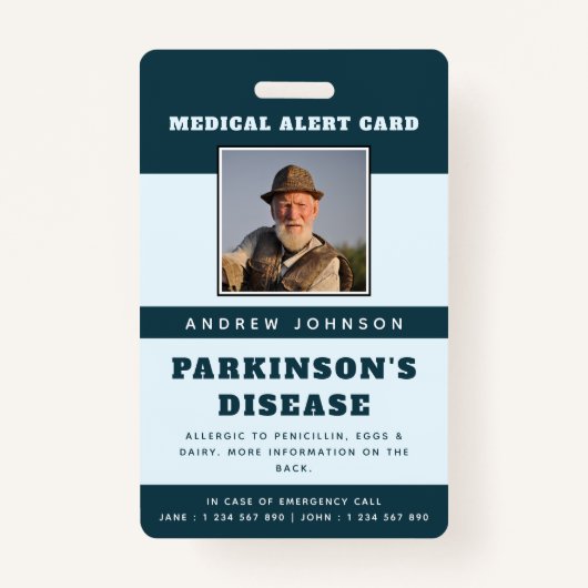 Medische waarschuwing Noodinformatie en ID Fotonaa Badge (Voorkant)