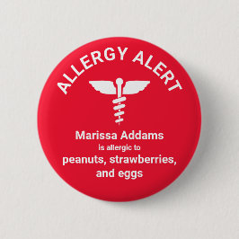 Medische waarschuwingen voor allergie ronde button 5,7 cm