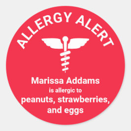 Medische waarschuwingen voor allergie ronde sticker