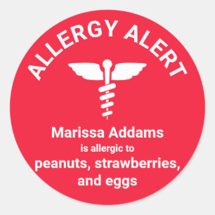 Medische waarschuwingen voor allergie ronde sticker