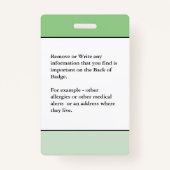 Medische waarschuwingen voor noodgevallen Foto aan Badge (Achterkant)