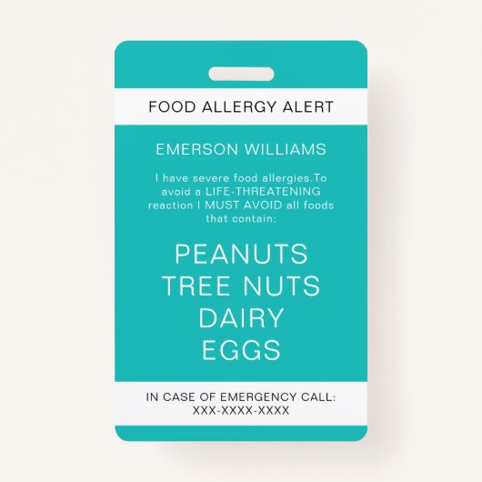 Medische waarschuwingen voor voedselallergie badge (Voorkant)