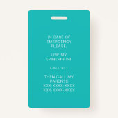 Medische waarschuwingen voor voedselallergie badge (Achterkant)