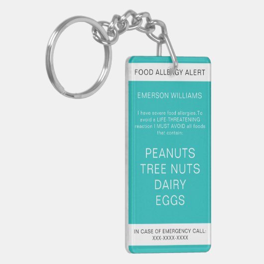 Medische waarschuwingen voor voedselallergie sleutelhanger (Voorkant Links)