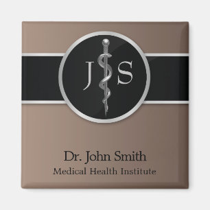 Medische weg van Asclepius Silver Classy Noble Magneet