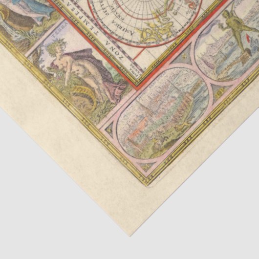 Medische Wereldkaart (door Willem Blaeu) Tissuepapier (Detail)