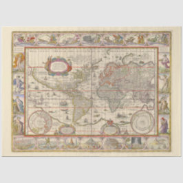 Medische Wereldkaart (door Willem Blaeu) Tissuepapier