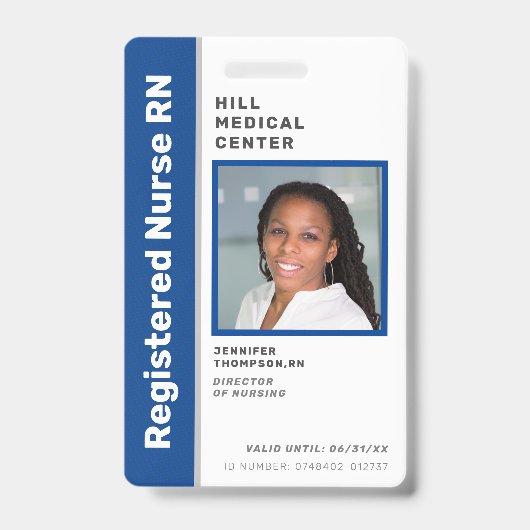 Medische werknemer blauwe foto ID Badge (Voorzijde)