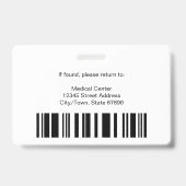 Medische werknemer Foto-streepjescode ID Badge (Achterkant)