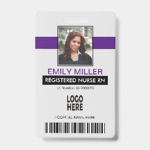 Medische werknemer id logo paarse foto sjabloon badge