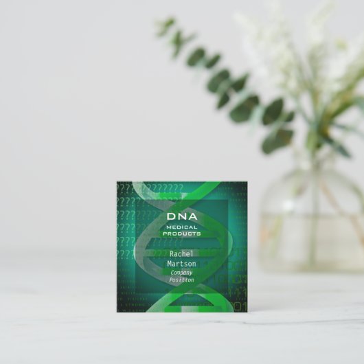Medische Wetenschap Groene DNA Moderne Vierkante Visitekaartje (Staand voorkant)