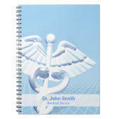 Medische Witte 3D Caduceus Blauwe Ontwerp Notitieboek (Voorkant)