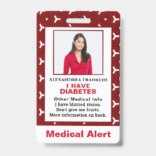Medische ziekte Alert Nood ID foto op maat Badge