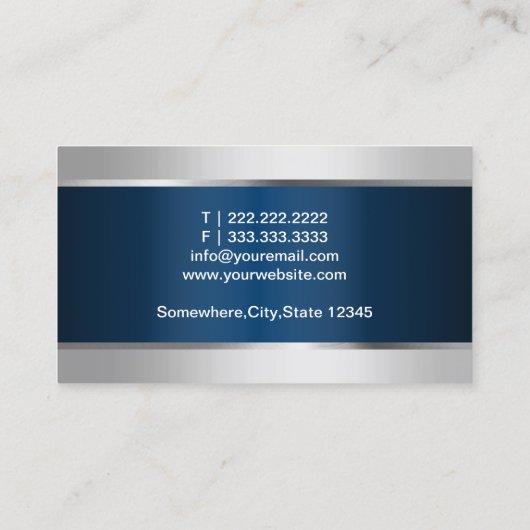 Medische Zilvergrens Elegant Navy Blue Metallic Visitekaartje (Achterkant)