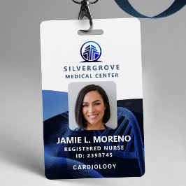 Medische Zorg Logo Blauw DNA Foto Verpleegster ID Badge