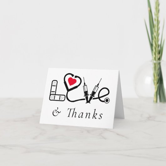 Medische zorgmedewerker en liefde bedankkaart (Voorkant)